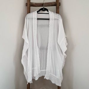 Swim Cover Up White with Crochet Trim